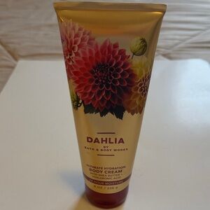 Bath & Body Works NET Dahlia Body Cream - Gold Tube with Pink Floral, 8oz.